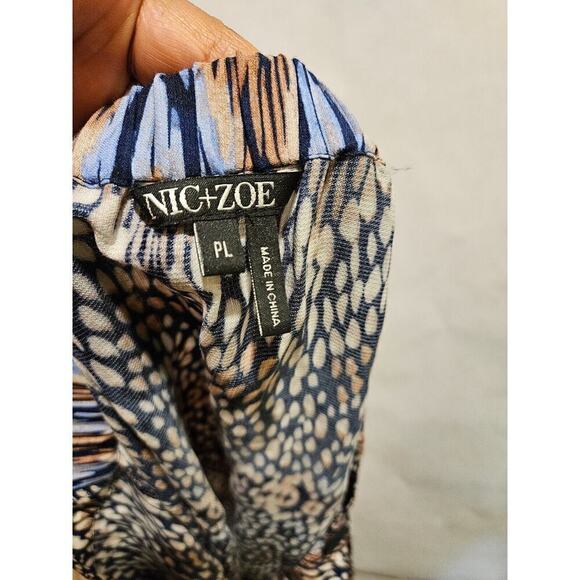 Nic + Zoe Faux Wrap Skirt Midi Moroccan Print Elastic Waist Women's Petite Large - Picture 8 of 9